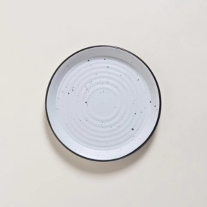 PLATO POSTRE 20 CM GRANITO CON BORDE GRIS