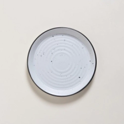 PLATO POSTRE 20 CM GRANITO CON BORDE GRIS