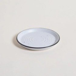 PLATO POSTRE 20 CM GRANITO CON BORDE GRIS