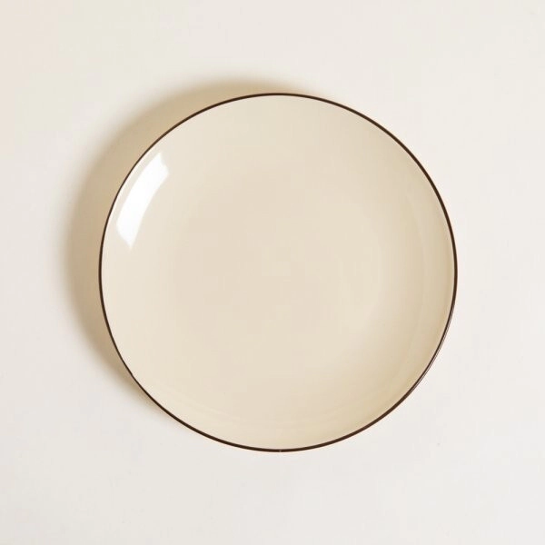 PLATO PLAYO 27 CM DURBAN BEIGE CON BORDE MARRON CERAMICA