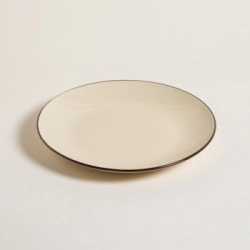 PLATO PLAYO 27 CM DURBAN BEIGE CON BORDE MARRON CERAMICA