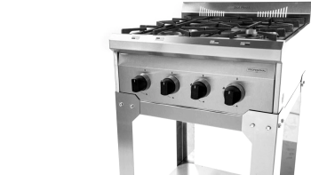 ANAFE 4 HORNALLAS 55 CM ACERO INOXIDABLE REJAS DE ALUMINIO MULTIGAS SOL REAL