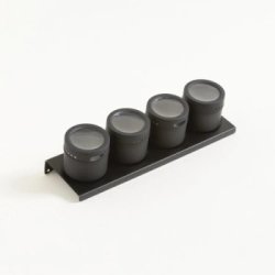 ESPECIERO POR 4 CON RACK DE METAL NEGRO IMANTADOS