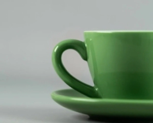 TAZA DESAYUNO 250 ML CON PLATO VERDE PORCELANA VOLF
