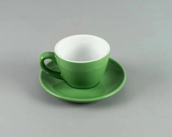 TAZA DESAYUNO 250 ML CON PLATO VERDE COMO PORCELANA VOLF