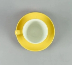 TAZA DESAYUNO 250 ML CON PLATO AMARILLO PORCELANA VOLF