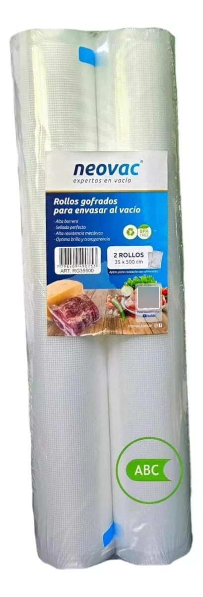 ROLLO PARA ENVASAR AL VACIO 35 X 500 CM GOFRADO 2 UNIDADES NEOVAC
