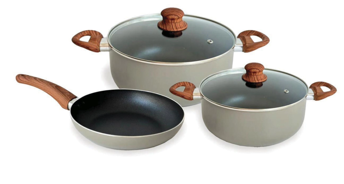 BATERIA DE COCINA 5 PIEZAS GRIS LINEA AREIA CAROL
