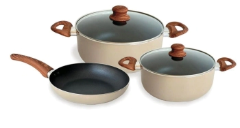 BATERIA DE COCINA 5 PIEZAS BEIGE LINEA AREIA CAROL