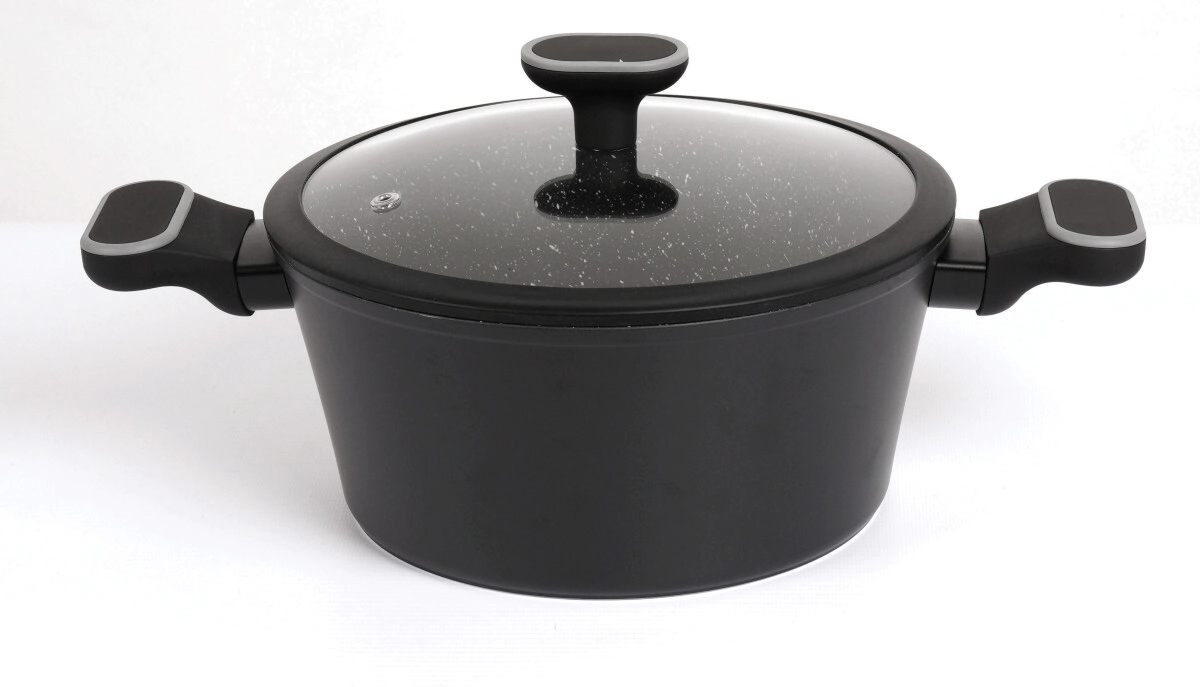 CACEROLA N� 24 CON ASAS ANTIADHERENTE GRANITO CON SISTEMA DE INDUCCION NEGRO CAROL