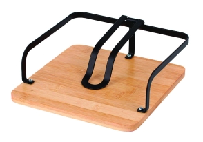 SERVILLETERO NEGRO CON BASE BAMBOO Y TRABA CAROL