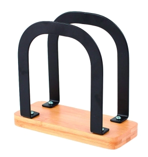 SERVILLETERO NEGRO CON BASE BAMBOO CAROL