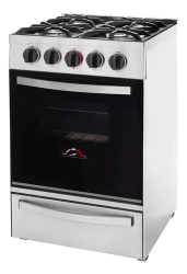 COCINA 4 HORNALLAS 53,5 CM SEMI INDUSTRIAL CON GRILL PUERTA DE VIDRIO REJAS FUNDICION SOL REAL