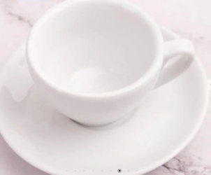 TAZA DESAYUNO 250 ML CON PLATO BLANCO PORCELANA
