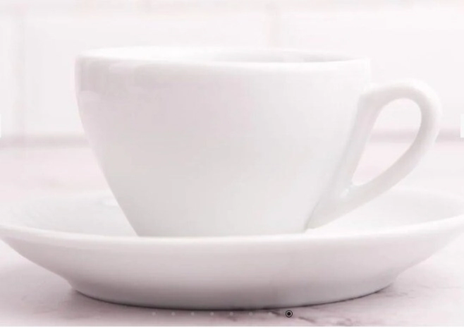 TAZA DESAYUNO 250 ML CON PLATO BLANCO PORCELANA