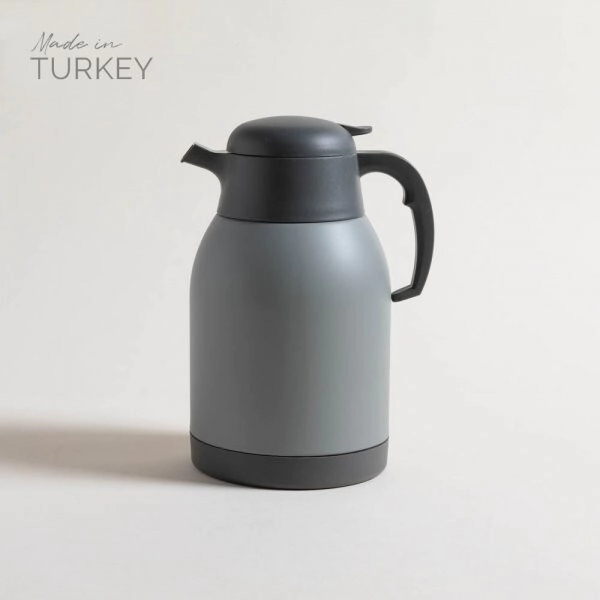 JARRA TERMICA 2 LTS DE ACERO INOXIDABLE GRIS TAPA GRIS TOPO