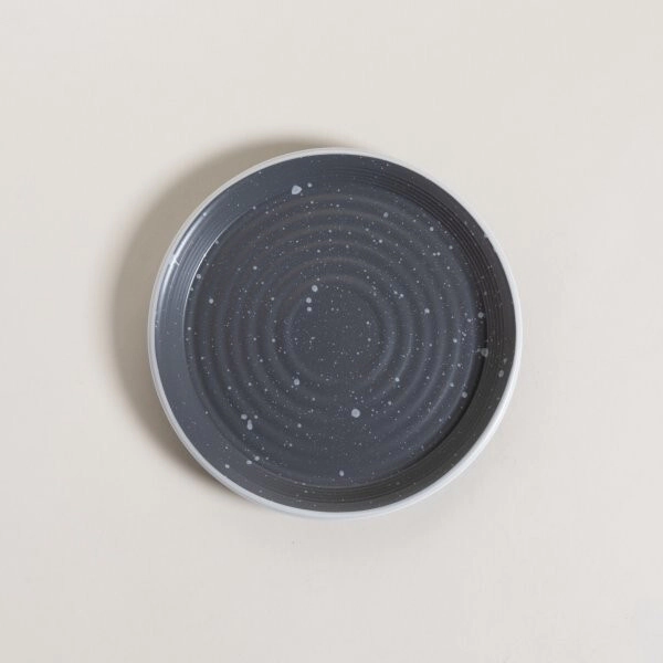 PLATO POSTRE 20 CM GRANITO GRIS CON BORDE BLANCO