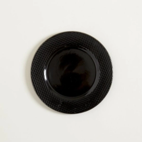 PLATO POSTRE 21 CM ABU DHABI NEGRO CON BORDE DORADO