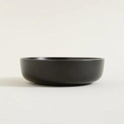 ENSALADERA 26 CM CHENINI NEGRO CON BORDE NATURAL PORCELANA