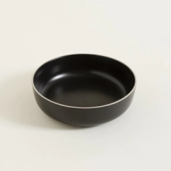 ENSALADERA 26 CM CHENINI NEGRO CON BORDE NATURAL PORCELANA