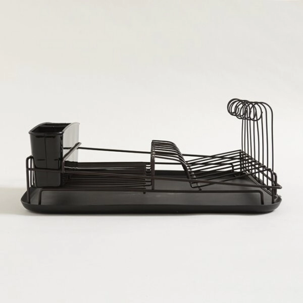 ESCURRIDOR DE PLATOS NEGRO OXIDO CON BANDEJA NEGRA