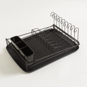 ESCURRIDOR DE PLATOS NEGRO OXIDO CON BANDEJA NEGRA