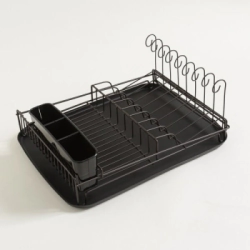 ESCURRIDOR DE PLATOS NEGRO OXIDO CON BANDEJA NEGRA