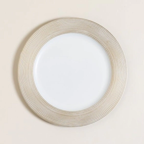 PLATO DE SITIO 33 CM BLANCO CON RAYAS DORADAS POLIPROPILENO