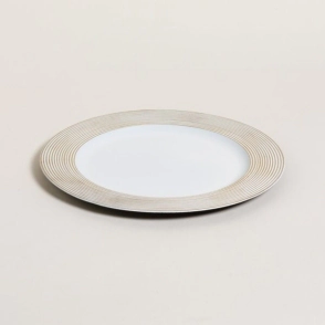 PLATO DE SITIO 33 CM BLANCO CON RAYAS DORADAS POLIPROPILENO