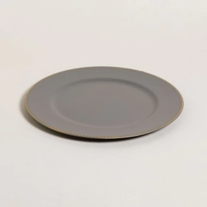 PLATO DE SITIO 33 CM GRIS CON PUNTOS DORADOS POLIPROPILENO