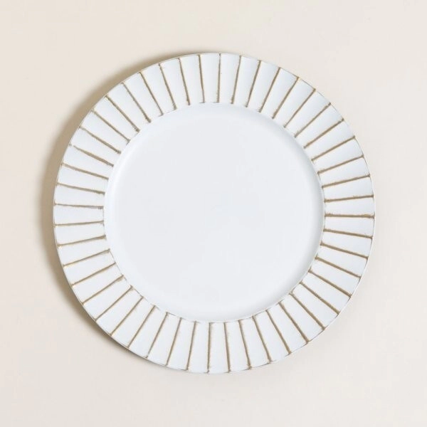PLATO DE SITIO 33 CM BLANCO CON DETALLES DORADOS POLIPROPILENO