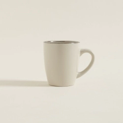 JARRO MUG 340 ML SINGAPUR BEIGE BORDE PELTRE CERAMICA