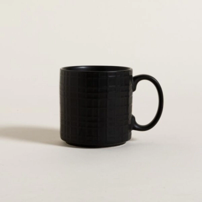 JARRO MUG 360 ML RAFIA NEGRO CERAMICA