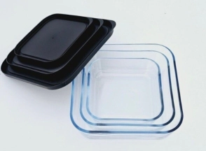 SET X 3 BOWL DE VIDRIO 590/1100/1850 ML BOROSILICADO CON TAPA PLASTICA