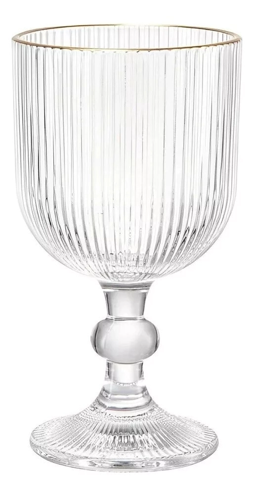COPA DE VINO VINTAGE 300 ML VIDRIO CON BORDE DORADO