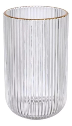 VASO DE AGUA ALTO VINTAGE 370 ML VIDRIO CON BORDE DORADO