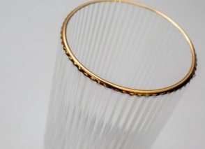 VASO DE AGUA ALTO VINTAGE 370 ML VIDRIO CON BORDE DORADO