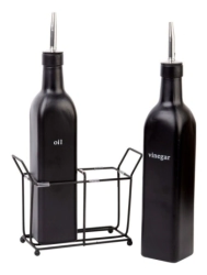 JUEGO DE ACEITERA X 2 CON EXHIBIDOR 500 ML CUADRADO NEGRO