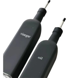 JUEGO DE ACEITERA X 2 CON EXHIBIDOR 500 ML CUADRADO NEGRO