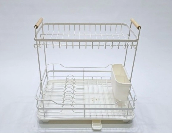 ESCURRIDOR DE PLATOS 2 PISOS CON BANDEJA BLANCO