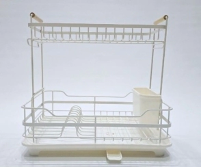 ESCURRIDOR DE PLATOS 2 PISOS CON BANDEJA BLANCO