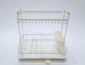 ESCURRIDOR DE PLATOS 2 PISOS CON BANDEJA BLANCO