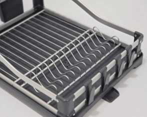 ESCURRIDOR DE PLATOS 2 PISOS DE ALUMINIO GRIS