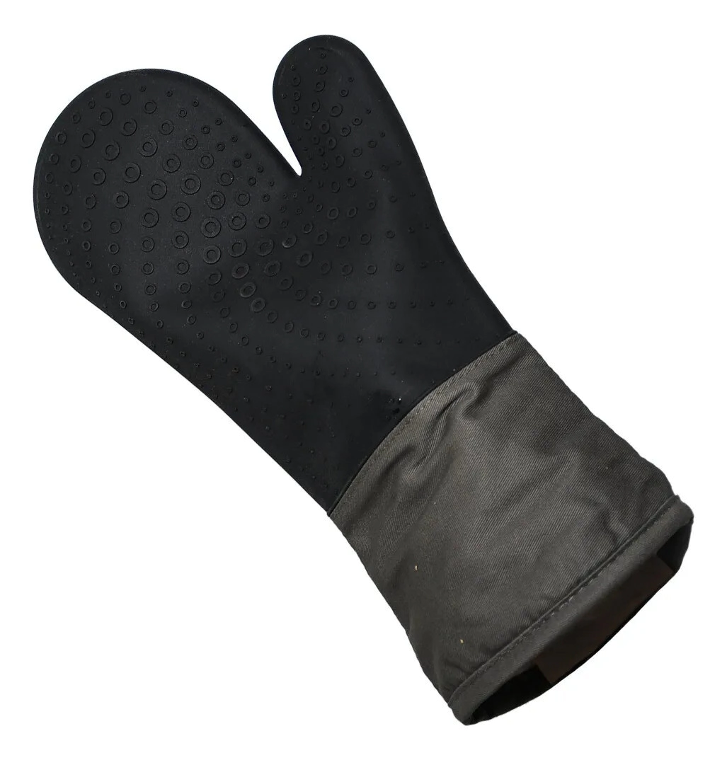 GUANTE DE SILICONA NEGRO CON PU�O DE ALGODON GRIS