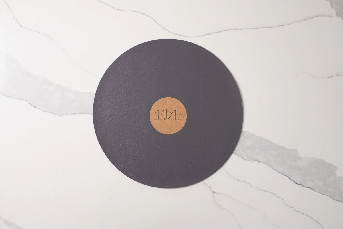 INDIVIDUAL FOLIA REDONDO GRIS OSCURO