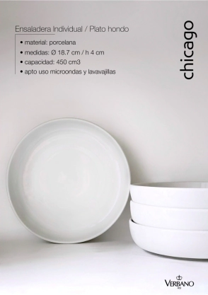 ENSALADERA INDIVIDUAL/PLATO HONDO CHICAGO VERBANO