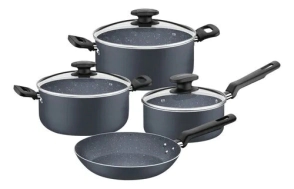 BATERIA DE COCINA LINZ 4 PIEZAS NEGRA TRAMONTINA