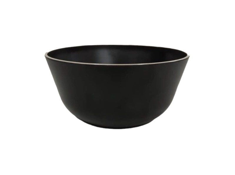 ENSALADERA 25 CM PROFUNDA NEGRA CON BORDE BEIGE MELAMINA