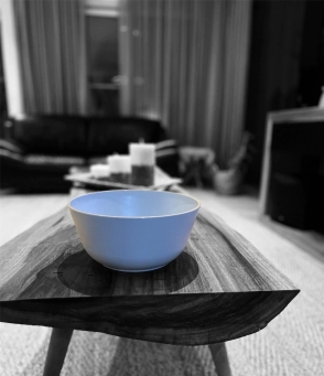 ENSALADERA 25 CM PROFUNDA GRIS CON BORDE BEIGE MELAMINA