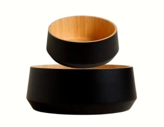 SET X 2 ENSALADERAS REDONDA RECTA BAMBU NEGRA CAROL
